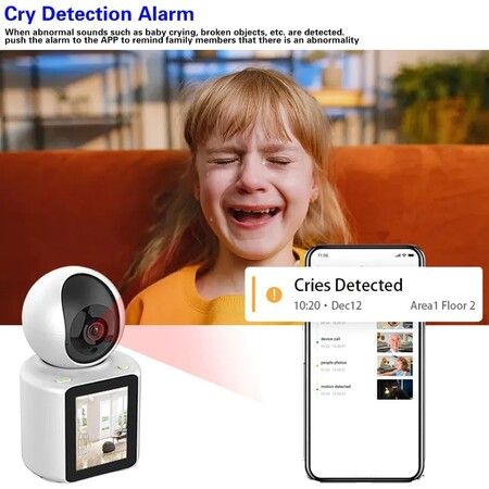 1080P HD Indoor Security WiFi Camera,2 in 1 Baby Call Display Two-Way Talk Camera Night Vision Surveillance Camera for Home with Time (2.4G WiFi Camera)