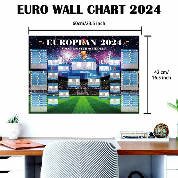 EURO 2024 Wall Chart,EURO 2024 Decorations,EUROS 2024 Wall Chart - A2 Size,EURO 2024 Fixtures Poster,Great EURO 2024 gifts for Family,Friends,Children