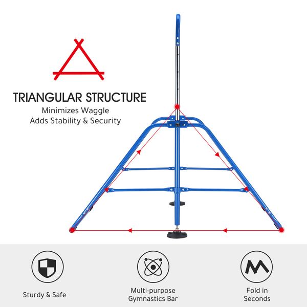 Kids Gymnastics Bar Training Climbing Frame Playground Workout Horizontal Expandable Monkey Kip for Home Blue