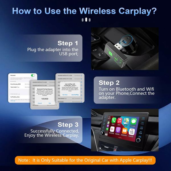 Wireless CarPlay Adapter,Wired to Wireless CarPlay,Smart Adapter Dongle for Car Models 2016+,Fast Auto Connection,Low Lantency,Online Update