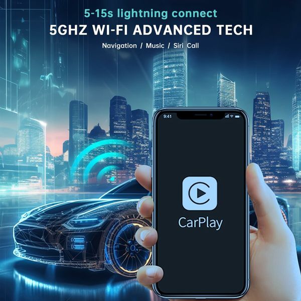 2 in 1 Wireless Carplay Adapter for iOS&Android Auto,Wired to Wireless Carplay,Plug & Play  for OEM Wired Carplay,Online Update