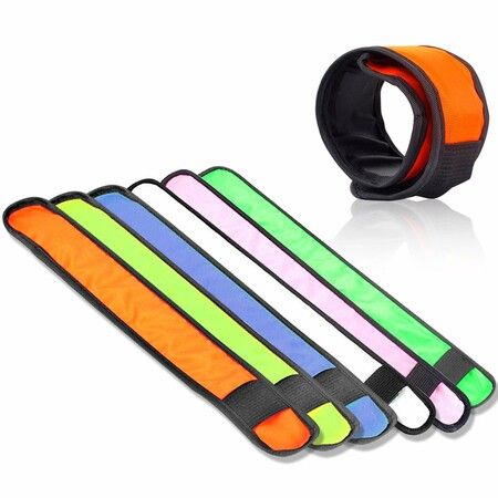 Pack of 6 LED Light Up Band Slap Bracelets Night Safety Wrist Band for Cycling Walking Running Concert Camping Outdoor Sports