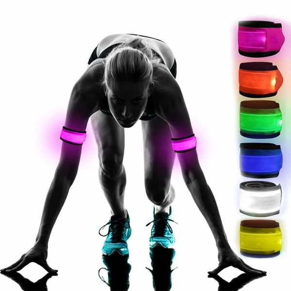 Pack of 6 LED Light Up Band Slap Bracelets Night Safety Wrist Band for Cycling Walking Running Concert Camping Outdoor Sports