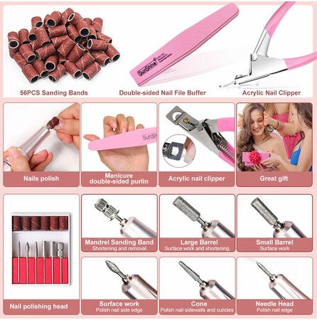 35000RPM Nail Drill Machine Rechargeable Nail File Nails Accessories Gel Nail Polish Sander Professional Tool Manicure Set Color Silver