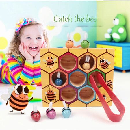 Children Montessori Early Education Beehive Game Industrious Little Bees Kids Wooden Toys Childhood Color Cognitive toys