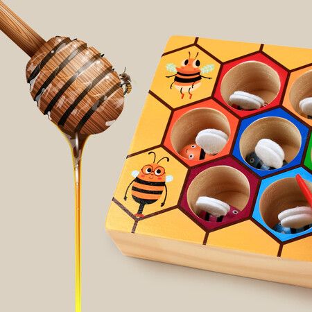 Children Montessori Early Education Beehive Game Industrious Little Bees Kids Wooden Toys Childhood Color Cognitive toys