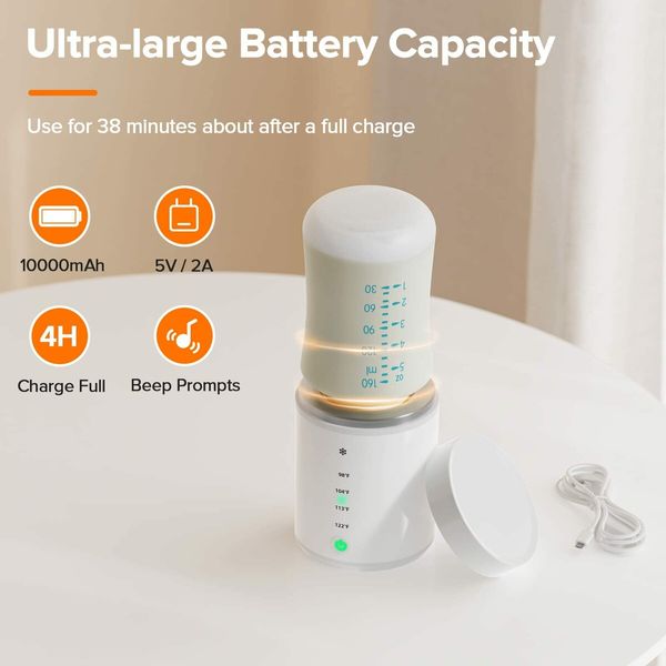 Electric Heating with Adjustable Temperature Control, Smart Milk Warmer Portable Multi-Functional Wireless Milk Warmer for Travel and Outdoor (Not Including Bottles)