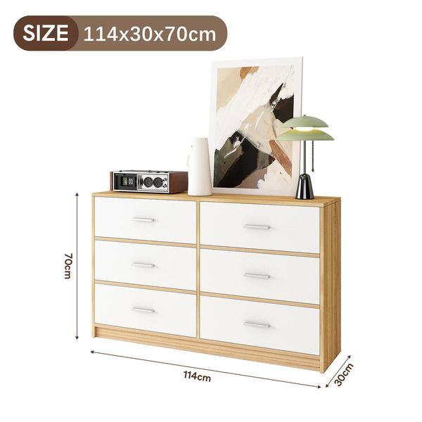 Chest of 6 Drawers Tallboy Dresser Bedside Table Storage Cabinet Unit TV Stand Bedroom Hallway Furniture Wood Fabric