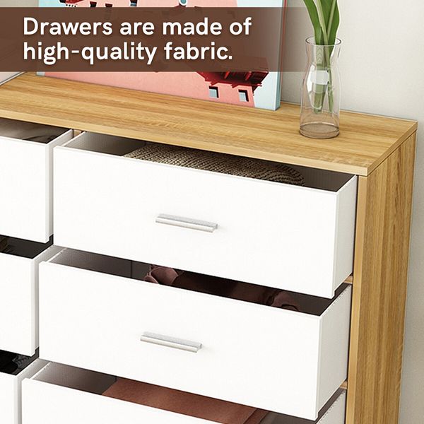 Chest of 8 Drawers Dresser Tallboy Bedside Table TV Stand Storage Cabinet Unit Bedroom Hallway Furniture Wood Fabric