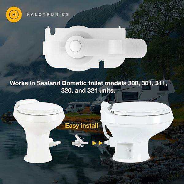 Upgraded RV Water Valve Replacement Kit for Pedal, Flush Toilets, Compatible with Sealand Dometic 300, 301, 310, 311, 320, 321 ,385311641, Hardware Included