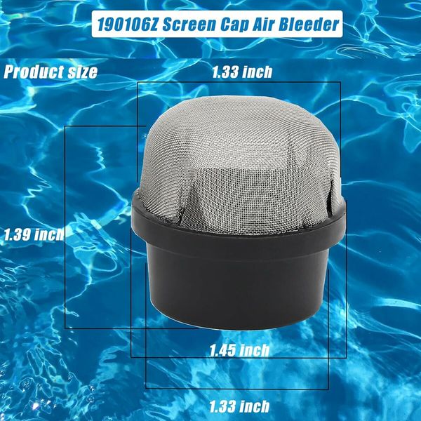 2Pcs Screen Cap Air Bleeder Screen Replacement for Pentair 190106Z Rplcmt Screen Cap Pls Arbld, fit for Pentair EasyClean D.E. and Quad D.E Filters Pentair Clean and Clear Plus Screen Cap