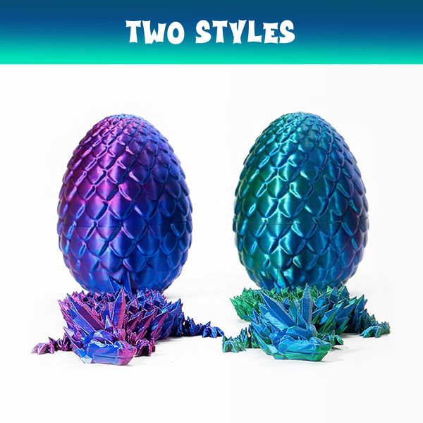 3D Printed Dragon Egg Flexible Laser Fidget Toy Home Office Desk Decor Figurine Articulated Model Surprise Gift Autism