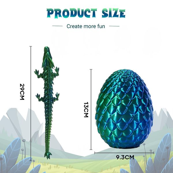 3D Printed Dragon Egg Flexible Laser Fidget Toy Home Office Desk Decor Figurine Articulated Model Surprise Gift Autism