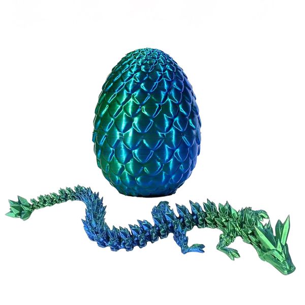 3D Printed Dragon Egg Flexible Laser Fidget Toy Home Office Desk Decor Figurine Articulated Model Surprise Gift Autism