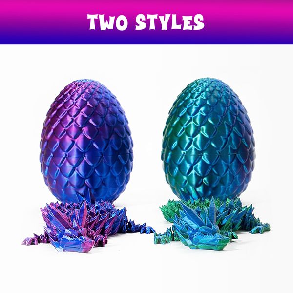 3D Printed Dragon Egg Flexible Articulated Fidget Toy Scale Desk Figurine Decor Easter Gift Mystery Crystal Laser Model