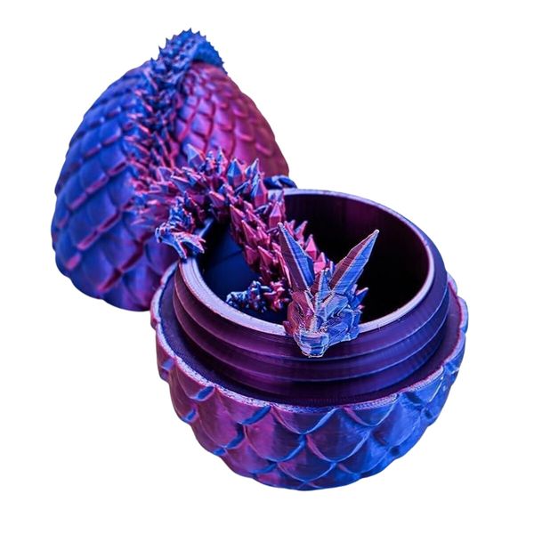 3D Printed Dragon Egg Flexible Articulated Fidget Toy Scale Desk Figurine Decor Easter Gift Mystery Crystal Laser Model