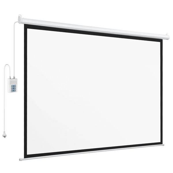 120 Inch Projector Screen Large Motorised Electric Ceiling Wall Mounted Roll Up Down Projection Home Movie Cinema Theatre