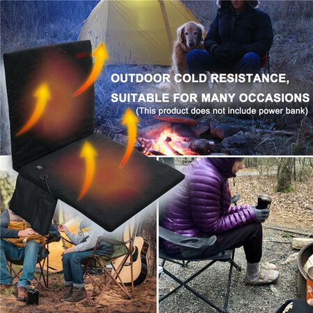 Portable Heated Seat Cushion,USB Heated Foldable Camping Chair Pad,3 Mode Adjustable Heated Stadium Seat Cushion for Outdoor,Camping,Fishing Color Black