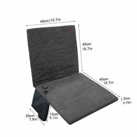 Portable Heated Seat Cushion,USB Heated Foldable Camping Chair Pad,3 Mode Adjustable Heated Stadium Seat Cushion for Outdoor,Camping,Fishing Color Black