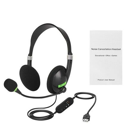 USB Headset with Microphone Noise Cancelling Stereo Wired Audio Control for Laptop PC Work From Home Office