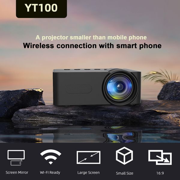 YT100 Home Miniature Portable Mini Projector Hd Home Wireless Small Mobile Phone Projection