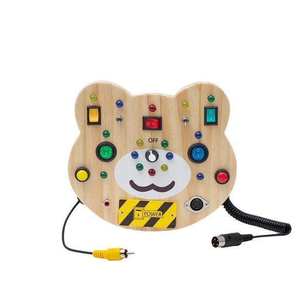 Montessori Busy Board for Kids, Educational Wooden Toy with Lights, Switches and Buttons, Sensory Board, Preschool Motor Skills Learning Activities