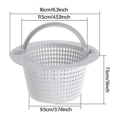 6 inch Ground Pool Skimmer Basket Thru Wall Strainer Basket Filter Basket with Handle to Clean Leaves and Debri