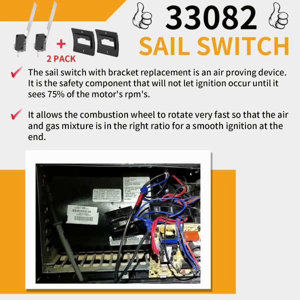 2 Pcs 33082 Sail Switch with Bracket, SVC Df Sail Sw W/Brkt M/L Kit, Fit for Dometic Atwood RV Furnace