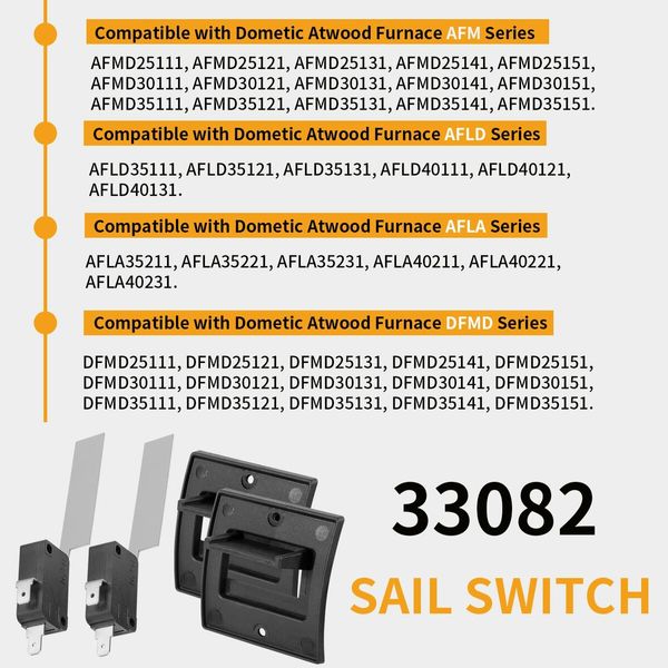 2 Pcs 33082 Sail Switch with Bracket, SVC Df Sail Sw W/Brkt M/L Kit, Fit for Dometic Atwood RV Furnace