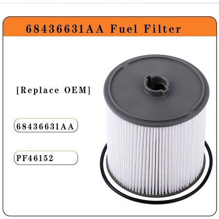 68436631AA Fuel Filter Compatible with 2019-2024 Ram 2500 3500 4500 5500 6.7L Diesel Engine Ram 1500 3.0L V6 Eco Diesel Frame Chassis Mounted 2020-2024 Jeep Wrangler/Gladiator 3.0L V6 Diesel #PF46152