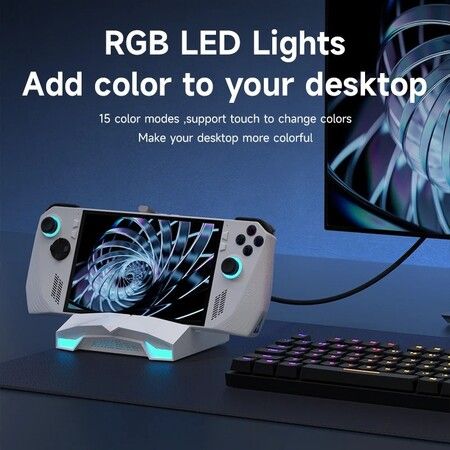 6-in-1 Docking Station for Handheld Game Console for Steam Deck, ROG Ally, RGB LED Lights with 100W PD Charging, 4K@60Hz HDMI, 2.5Gbps RJ45 (White)