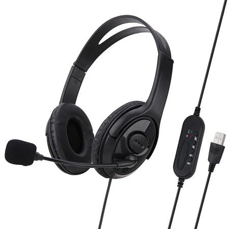 Wired Headset with Microphone for PC/Laptop,with Noise Cancelling for Home Office Online Class,Call Center,USB,In-Line Controls