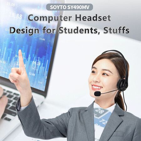 Wired PC Headset with Noise Cancelling Mics USB Teaching Office Home Network Class Student Education