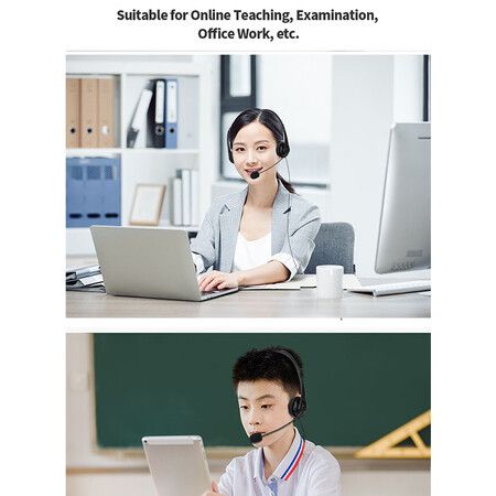 Wired PC Headset with Noise Cancelling Mics USB Teaching Office Home Network Class Student Education