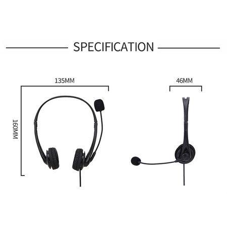 Wired PC Headset with Noise Cancelling Mics USB Teaching Office Home Network Class Student Education