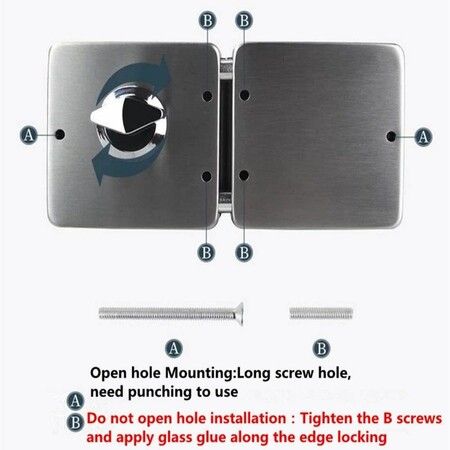 304 Stainless Steel  Metal Chrome Steel 10 mm -12 mm Sliding Glass Door Security Lock Swing Hinged Frameless Push Gate Lock with 3 Keys (Square)