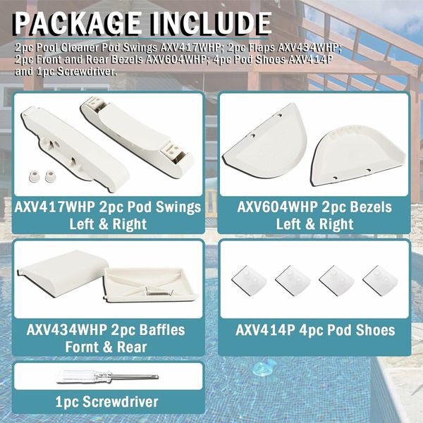 Swimming Pool Cleaner Kit Parts Compatible AXV417WHP Pod Swings Pool Vac Ultra Replacement Maintenance Set