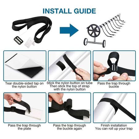 Solar Cover Reel Attachment Kit Blanket Swimming Pool Straps and Clips Reel Strap kit for In Ground Swimming Blanket Reels