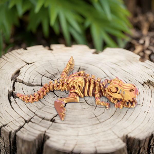 3D Printed Dragon with Articulated Bones 23cm  Fidget Toys Decor for Stress Relief Red Gold gradient