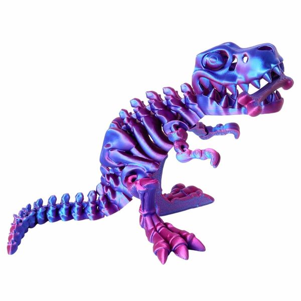 3D Printed Dragon with Articulated Bones 23cm  Fidget Toys Decor for Stress Relief Red blue green gradient