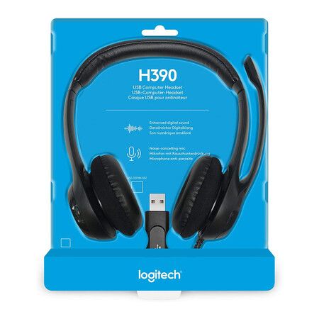 Logitech H390 USB Headset with Microphone Comfortable Noise Cancelling Office Call Centre Laptop Webinar Use