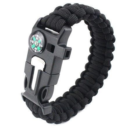 3p Paracord Survival Bracelet Survival Kit Practical Five Functions Fire Starter Loud Whistle Reliable Compass Rope Cutter Outdoor Gear Black Camo Orange