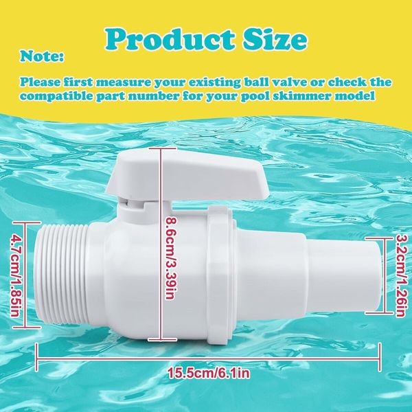 2 Way Econoline Ball Valve Replacement Compatible with Hayward Pool Filter SP0729 1.5 inch MIP x 1.5 inch,  1.25 inch ABS Plastic Non Corrosive Max. 50 Psi Pressure Rating White 1 Pack