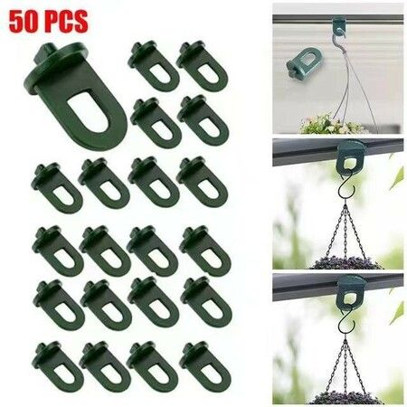 50pcs Greenhouse Plant Clips Vegetable Plants Garden Hooks Flower Clips Large Greenhouse Hanging Hooks Planter Clips Green Plant Hangers Plant Pot Hook Plastic Support Clip