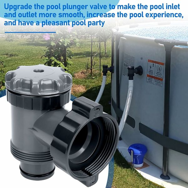 Plunger Valve for Intex Pools, Plunger Valve Connection Pool Pump Hose of 38 Compatible, Above Ground Pool Filter Pump On Off Plunger Valve Part, for Intex Hose Plunger Valve Replacement