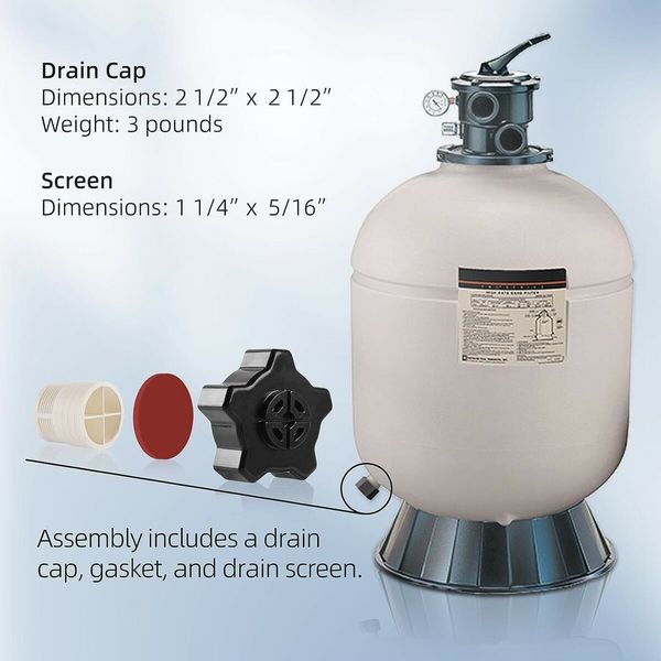 Drain Cap Assembly Compatible with Hayward SX180LA for Hayward Pro-Series and Pro-Series Plus Sand Filters, 1 Pack