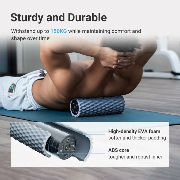 Vibrating Foam Roller,5-Speed Back Roller Foam,Massage Roller for Muscles, Back, Muscle Massage, Exercise (Grey)