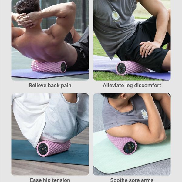 Vibrating Foam Roller,5-Speed Back Roller Foam,Massage Roller for Muscles, Back, Muscle Massage, Exercise (Pink)