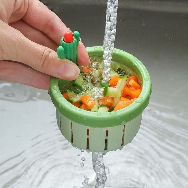 Kitchen Sink Drain Strainer Press Automatic Dumping Basket Sink Filter (Green-3PCS)