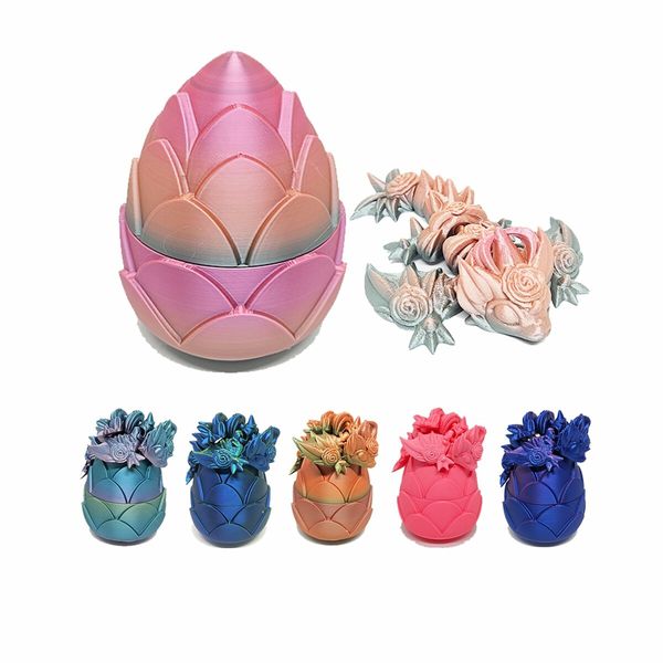 13cm 3D printed DragonArticulated Crystal Dragon Activity Dragon Eggs with Dragon Eggs Candy Pink